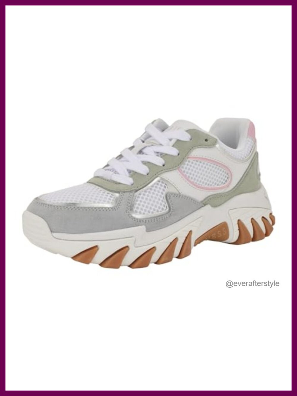 Guess Norina Women's Fashion Sneaker, Suede/Textile Upper, Lace-Up Chunky Sole